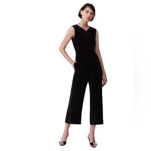 Rebecca Taylor Black Silk Ruched Velvet Jumpsuit Women’s Size 2